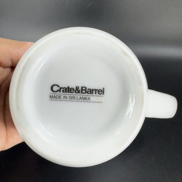 Crate & Barrel Belmont White Cobalt Blue Band Sri Lanka Porcelain Mugs Cups Set2 - Picture 5 of 14